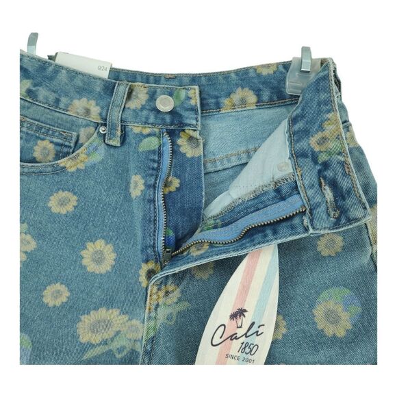 NWT Cali 1850 High Waisted Sunflower Denim Shorts Size 0 - Picture 7 of 8